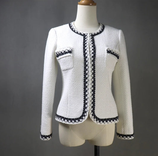 Step into elegance and sophistication with this tailor-made White Tweed Jacket Suit, the epitome of timeless style and versatility. This exquisite suit ensemble offers a myriad of options to suit various occasions, making it an ideal choice for everything from weddings to graduation ceremonies, speech days, and formal events.