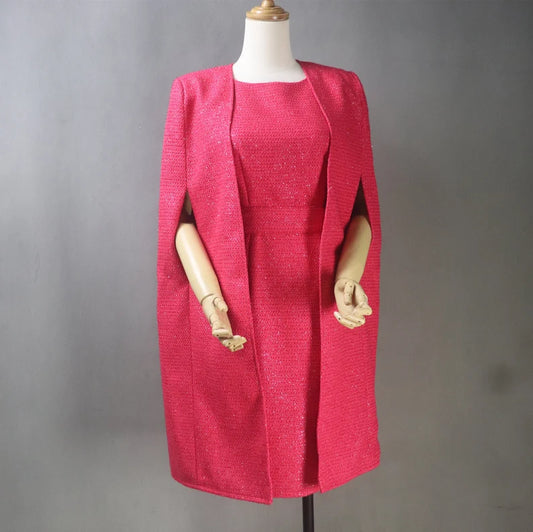 It's not just a dress; it's an expression of your personality. Elevate your fashion game with a red tweed dress that's tailored to perfection, enhancing your natural beauty and embracing your individuality. Our red tweed dress with custom tailoring ensures you are the star of every gathering.  Embrace the fusion of tradition and contemporary fashion with our red sheath dress.