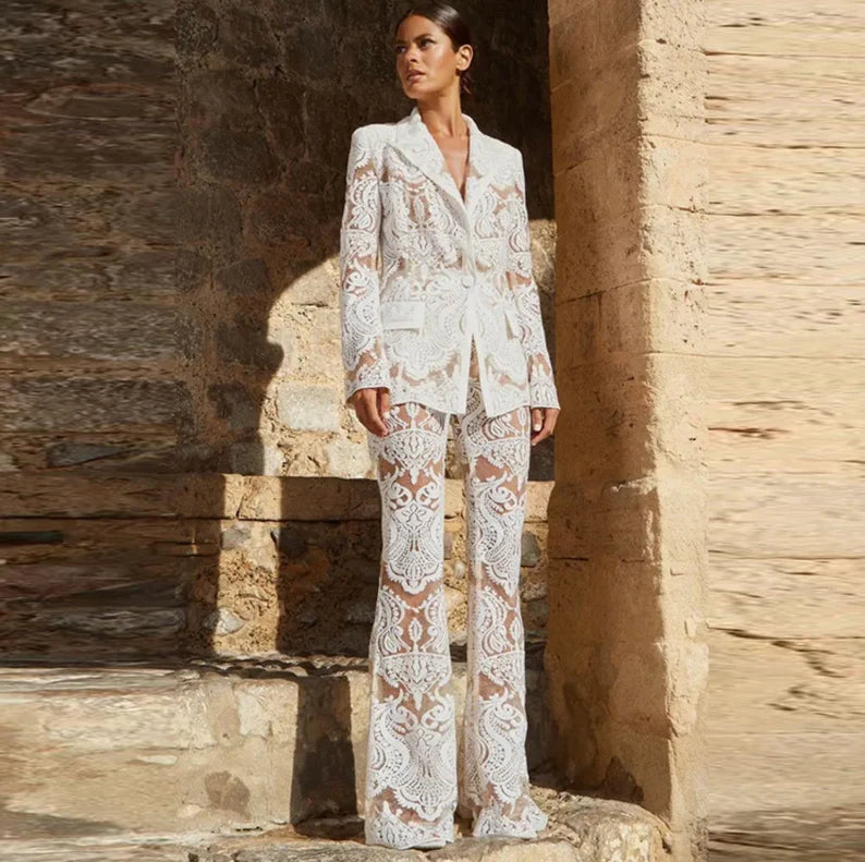 Crafted for sophistication, this ensemble is a stunning choice for weddings, ensuring you radiate grace on your special day. Elevate your birthday party look with the intricate lace details and bohemian flair of this exquisite suit. The versatile design seamlessly transitions from day to evening, making it ideal for a night out on the town. The dazzling sequins add a touch of glamour, ensuring you make a statement at any event.