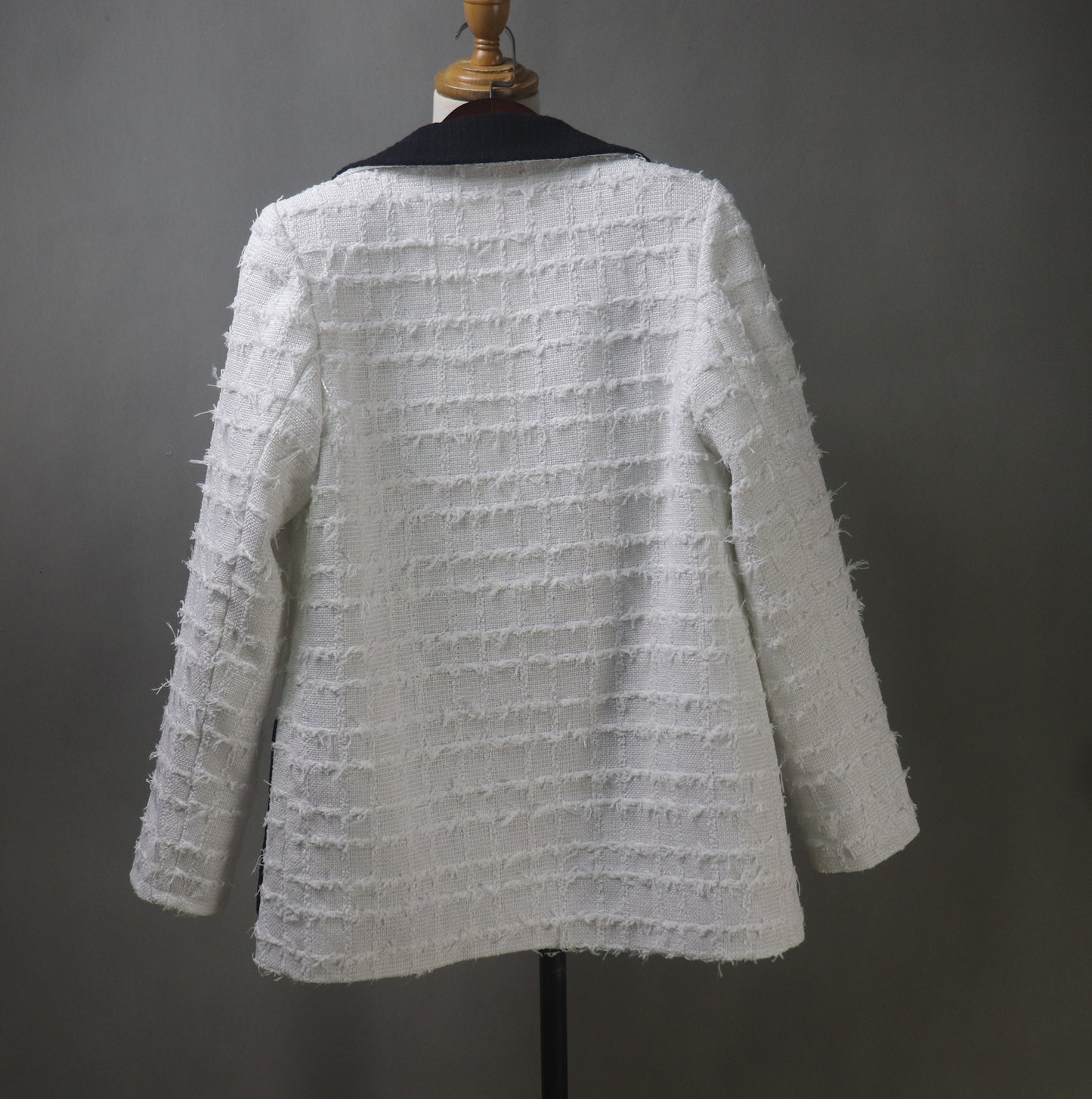 White Tweed Long Jacket Coat