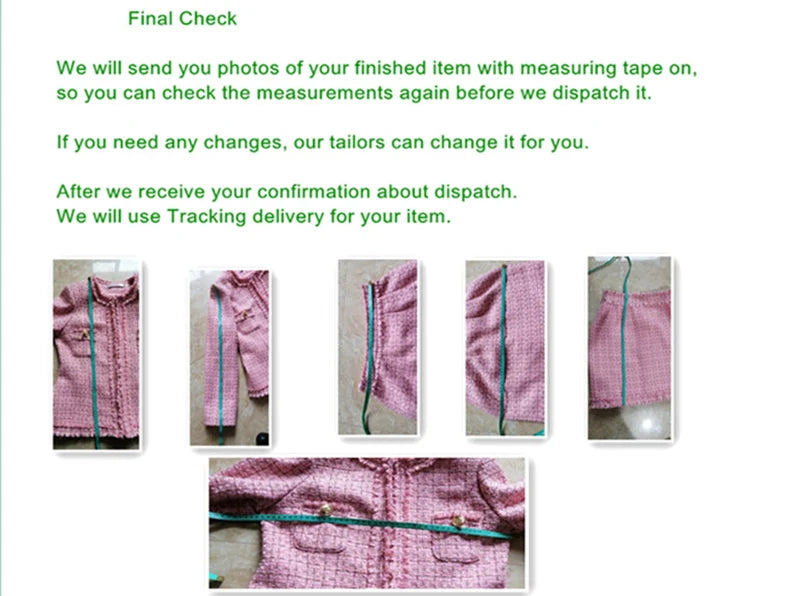 Tailor Stitch Mid-length light green fitted jacket made to order for women, complete with a dress, shorts, or skirt. For formal/office occasions like business meetings, graduations, weddings, evening dinners, and so forth, this light green tweed suit is always in style. Crop jacket designs make them fashionable and unboring.