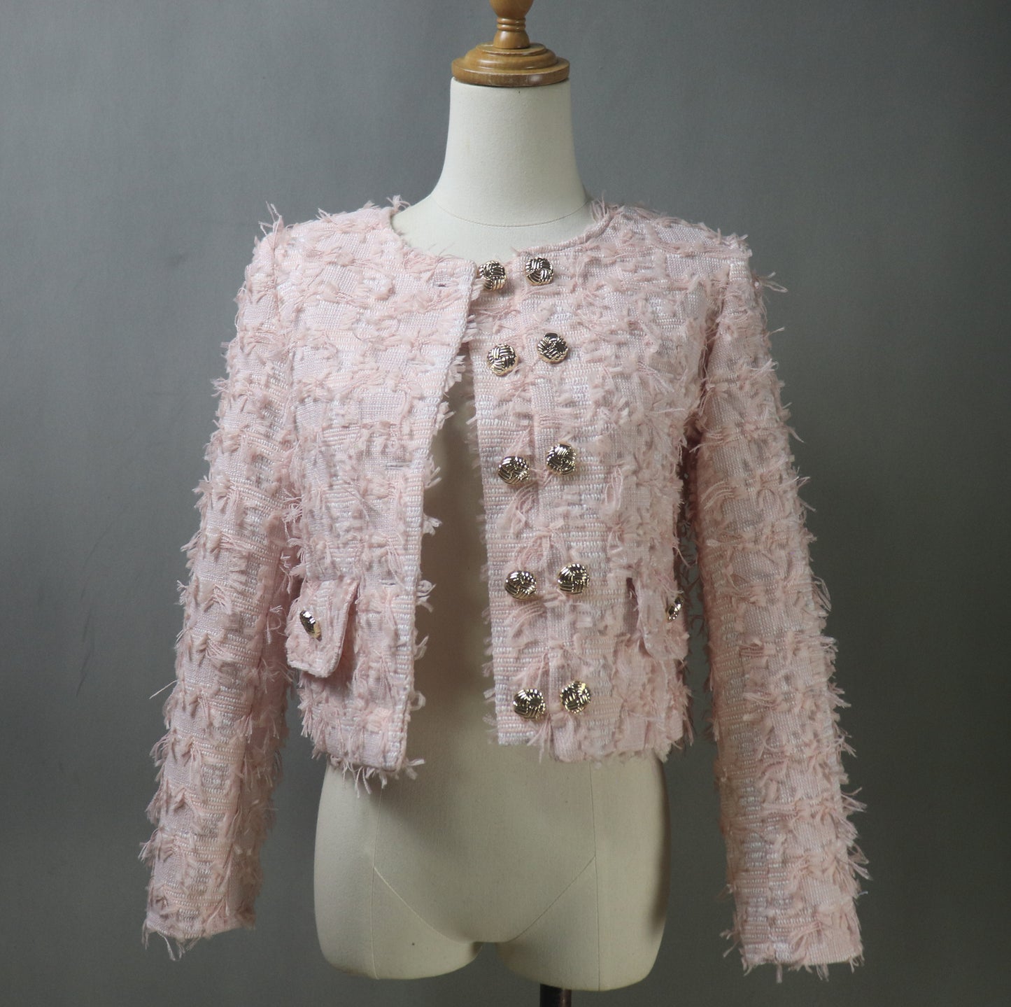 Custom Made Baby Pink Tweed Jacket