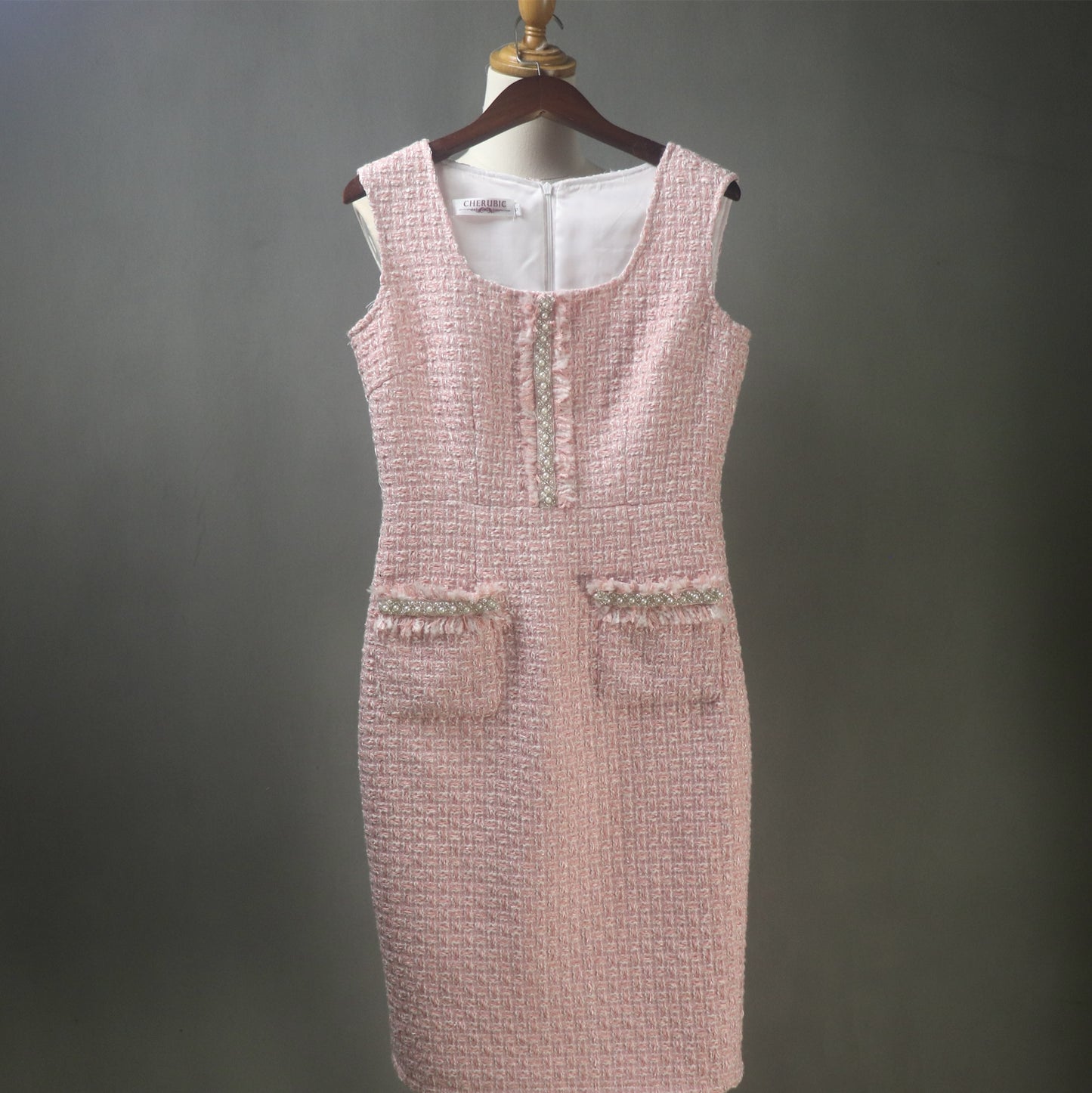 Spring Summer Baby Pink Dress Suit with Crop Jacket and a Big Bow