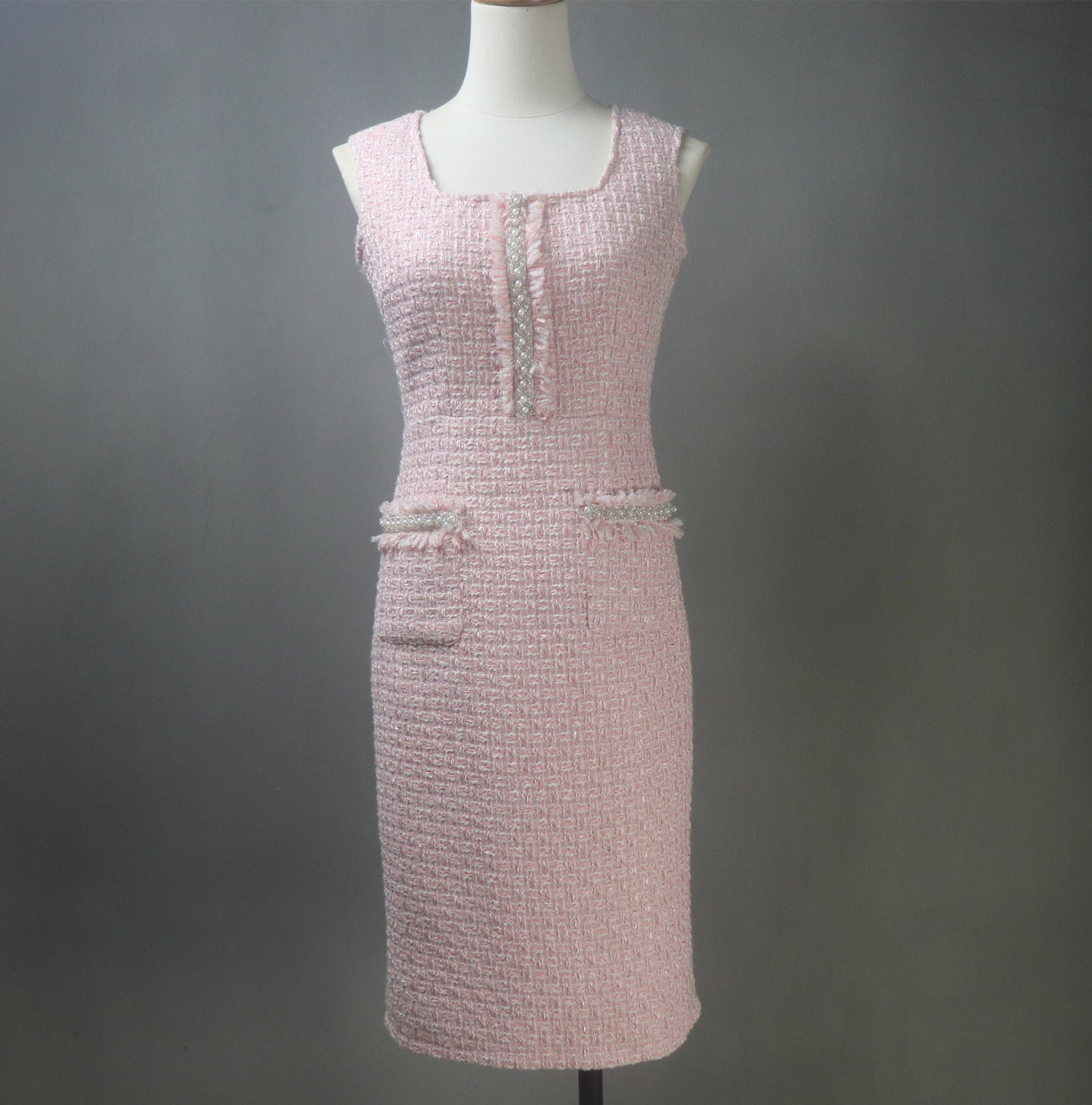 Spring Summer Baby Pink Dress Suit with Crop Jacket and a Big Bow