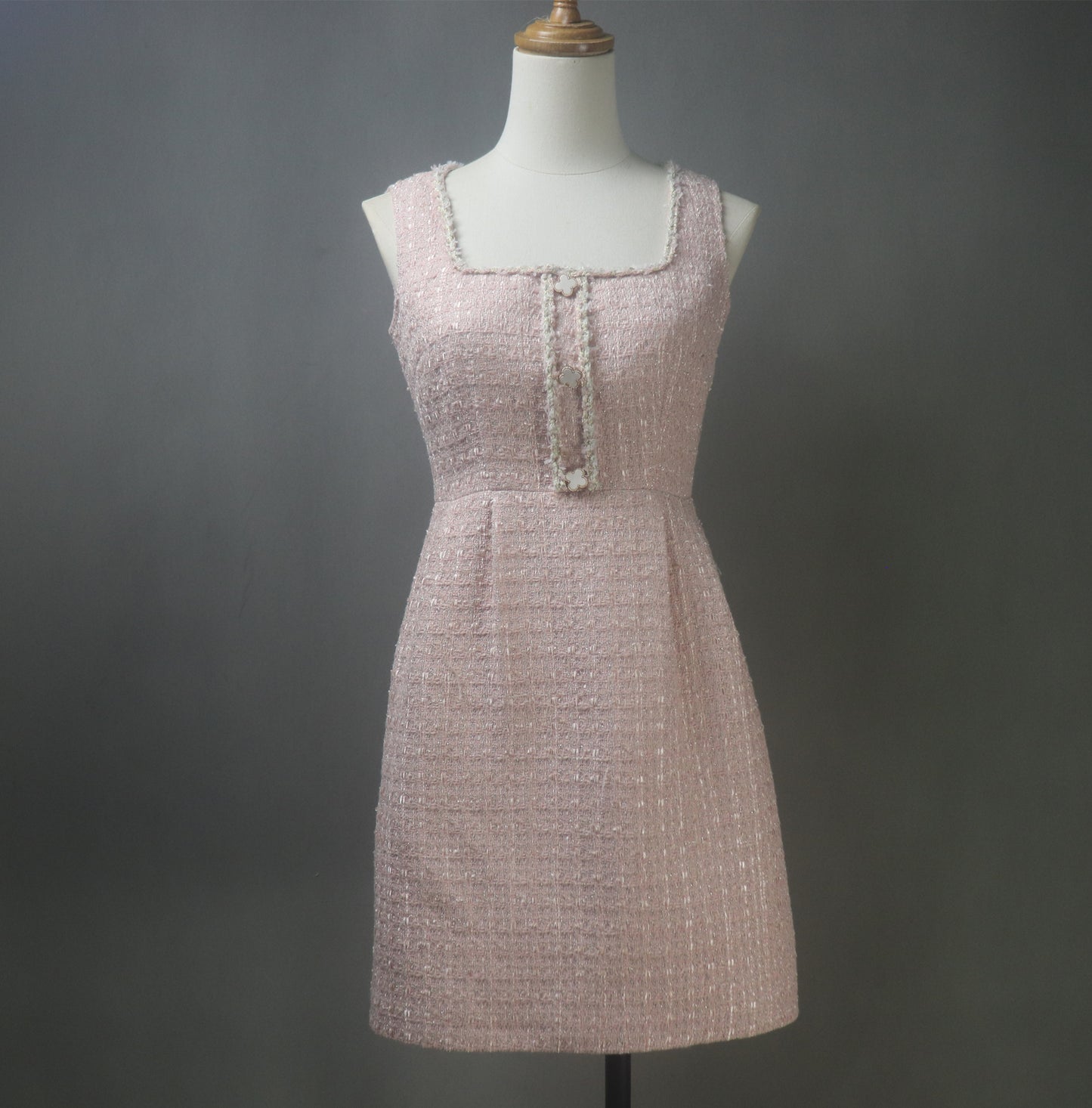Pink Tweed Dress Suit Custom Made in Plus / Petite Size with Matching Crop Jacket