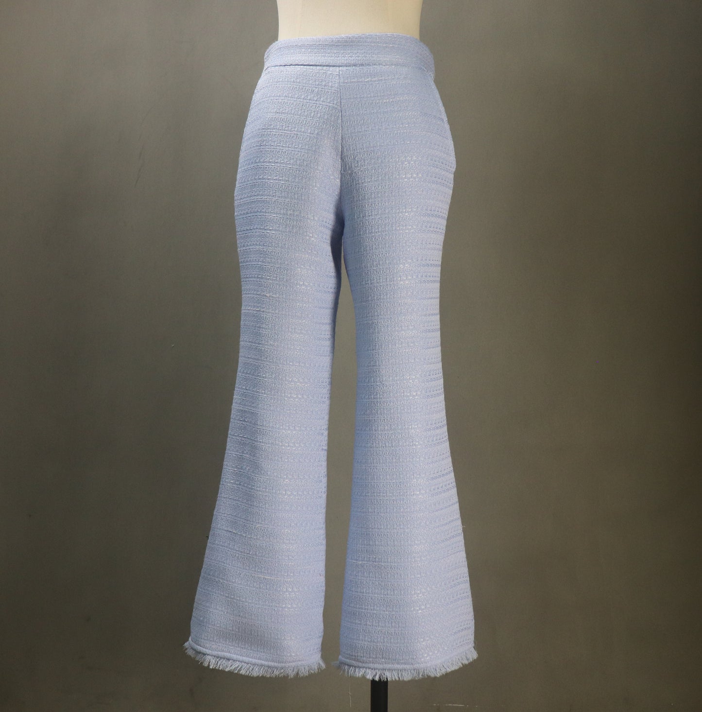 Bespoke Blue Flare Pants Suit (Plus Size Avail) Square Neck Long Jacket + Trousers Suit