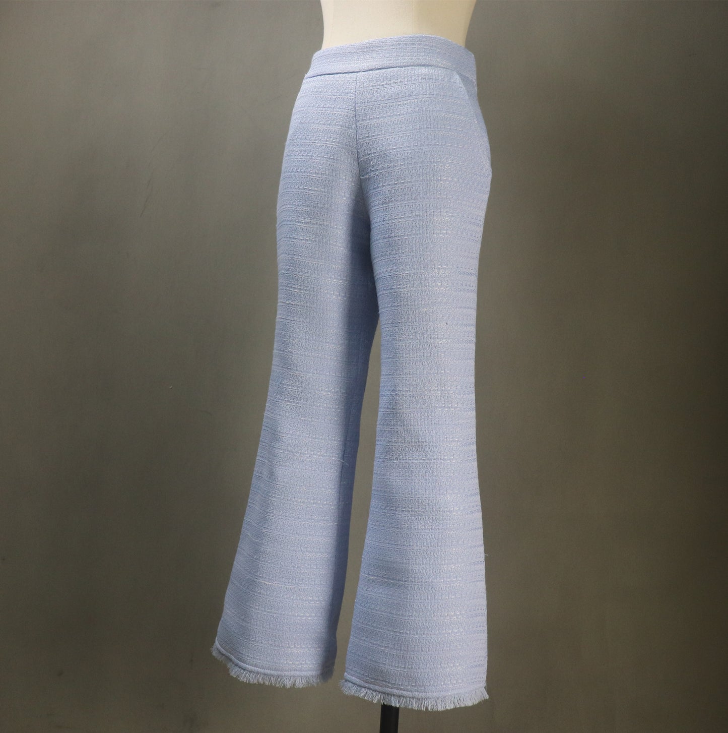 Bespoke Blue Flare Pants Suit (Plus Size Avail) Square Neck Long Jacket + Trousers Suit