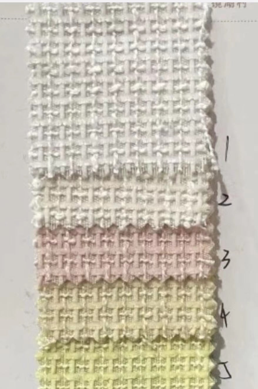 Tweed White Dress with Square Neck and Pearls Buttons