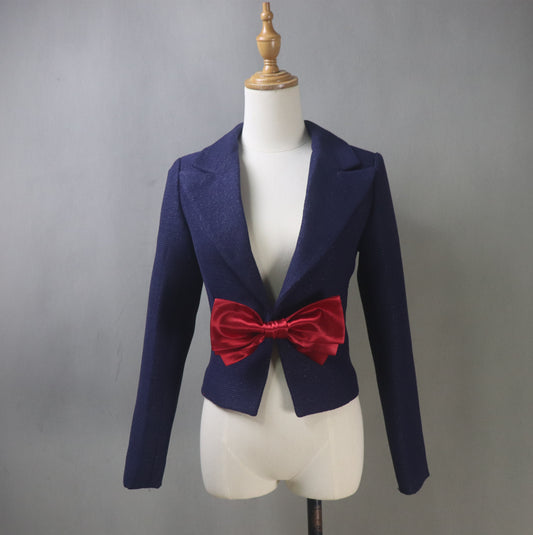 Custom Made Fitted Short Blazer with Red Bow