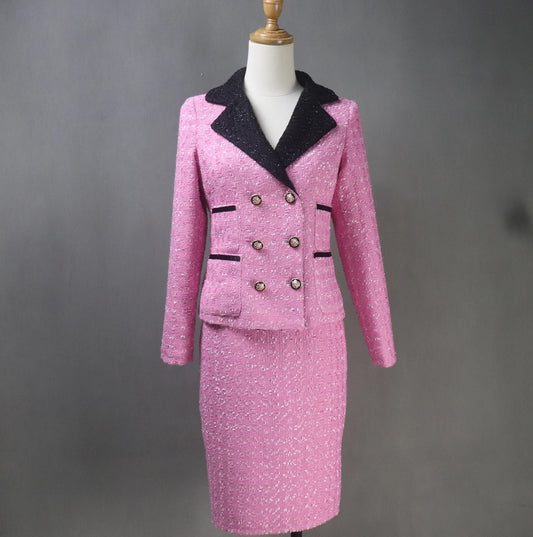 Women Custom made Hot Pink Vintage Style Tweed Suit - Fashion Pioneer