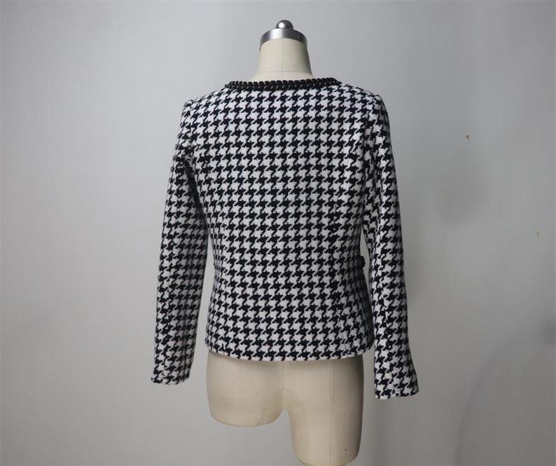 Womens Designer Inspired Custom Made Tweed Houndstooth Blazer + Skirt Suit