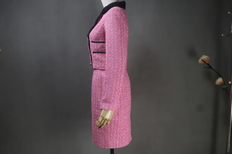 Women Custom made Hot Pink Vintage Style Tweed Suit - Fashion Pioneer