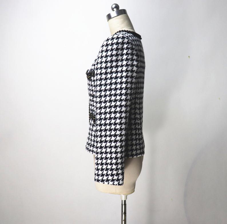 Womens Designer Inspired Custom Made Tweed Houndstooth Blazer + Skirt Suit
