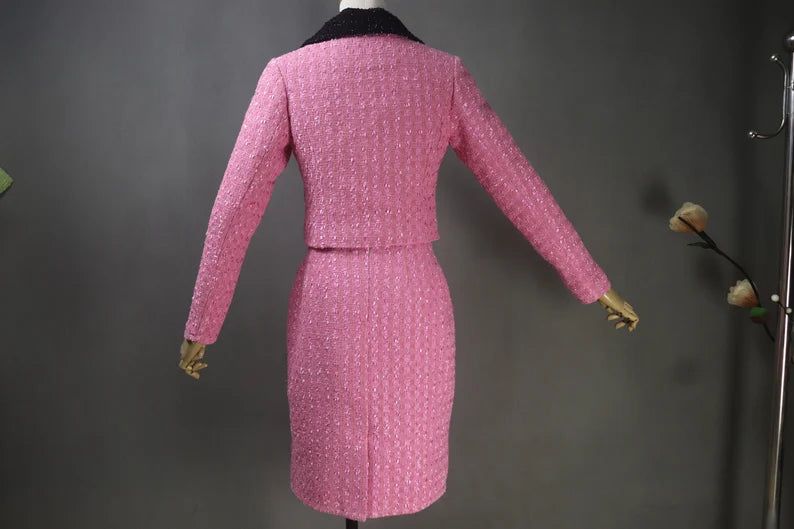 Women Custom made Hot Pink Vintage Style Tweed Suit - Fashion Pioneer