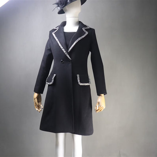 Women's Winter Tailor MADE Wool Blend Long Warm Coat Black UK CUSTOMER SERVICE! Women's Winter Tailor MADE Wool Blend Long Warm Coat Black - Black warm tweed coat with front buttons and Pocket. Made of comfortable and fantastic fabric, show off your charming curves. Suitable for Work, Winter or casual everyday look. Ladies sweater coat. Open Front with Button Closure, Pockets At Sides. Occasion: Autumn, Winter ,Spring, Casual Daily Wear.