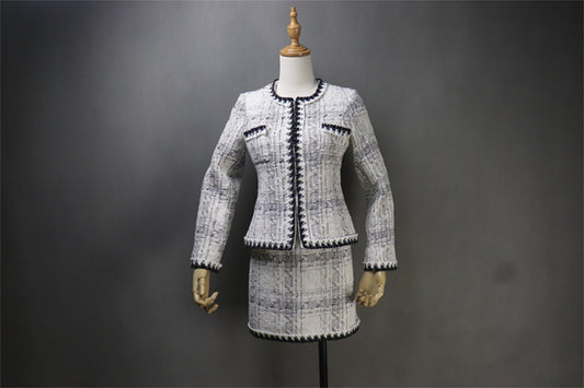 Unique Style Black and White Tweed Coat Blazer For Women - Fashion Pioneer