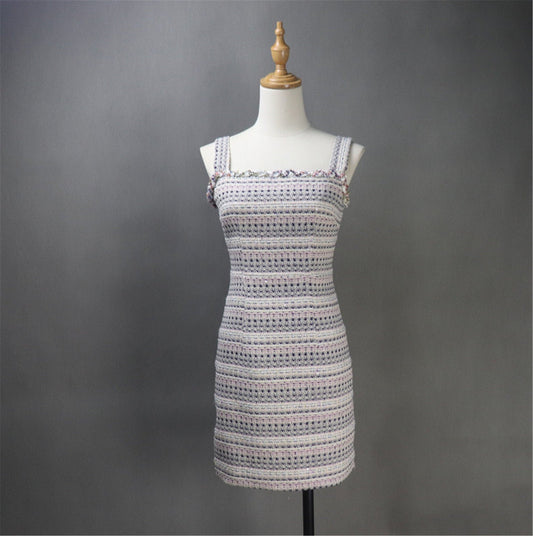 Women's Sheath Sequined Striped Tweed Mini/ Midi Dress UK CUSTOMER SERVICE! Women's Sheath Sequined Striped Tweed Mini/ Midi Dress - Sleeveless sheath dress can match with denim jean blue jacket or any type of cardigan or any short jackets. Dry cleaning, low temperature ironing and handle with care. Back zip and knee length dress. This is custom made item, so our tailor will make exact body measurement and stitch as per customer requirement.