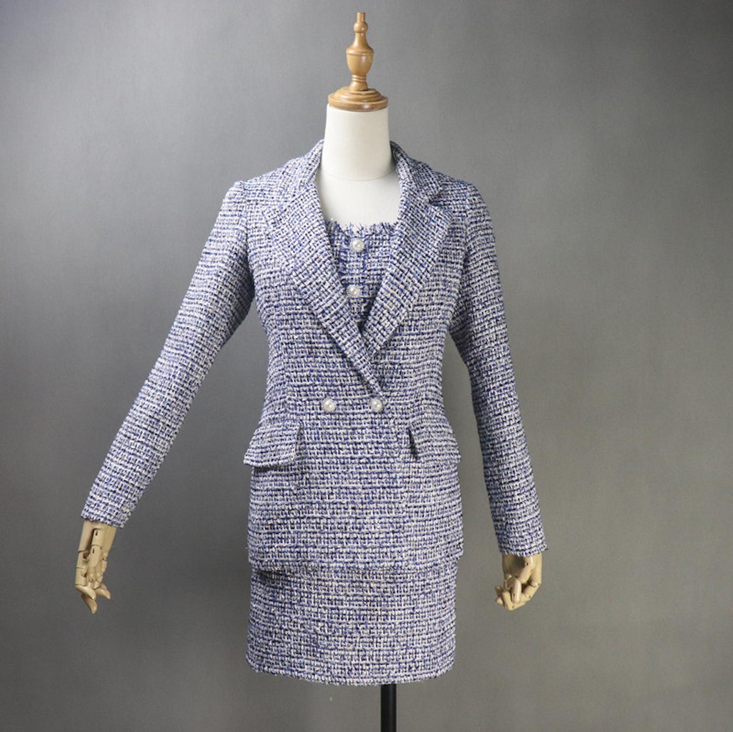 Women's CUSTOM MADE Tweed Dark Blue Jacket Coat Blazer+ Dress/ Skirt/ Trousers UK CUSTOMER SERVICE! Women's CUSTOM MADE Tweed Dark Blue Jacket Coat Blazer+ Dress/ Skirt/ Trousers, can worn for official use, interview , ceremony and college inauguration. Dry Cleaning and no machine washable. We offer Dress, Shorts, Skirts, Trousers for the suit