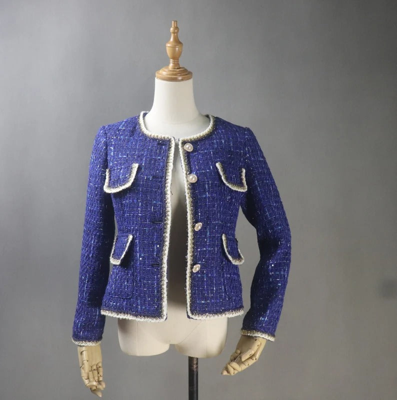 Royal Blue Coat Blazer Sequinned Women's Tailor CUSTOM MADE Tailor Made Royal Blue Tweed Jacket Coat Blazer For Women-Office,casual,vacation,business,dating,party,outdoor,picnic,hiking,travel, formal, etc. We have different material and design of custom women blazers. Perfect to match with many clothes, it is one suit jacket can match almost all of your wardrobe.