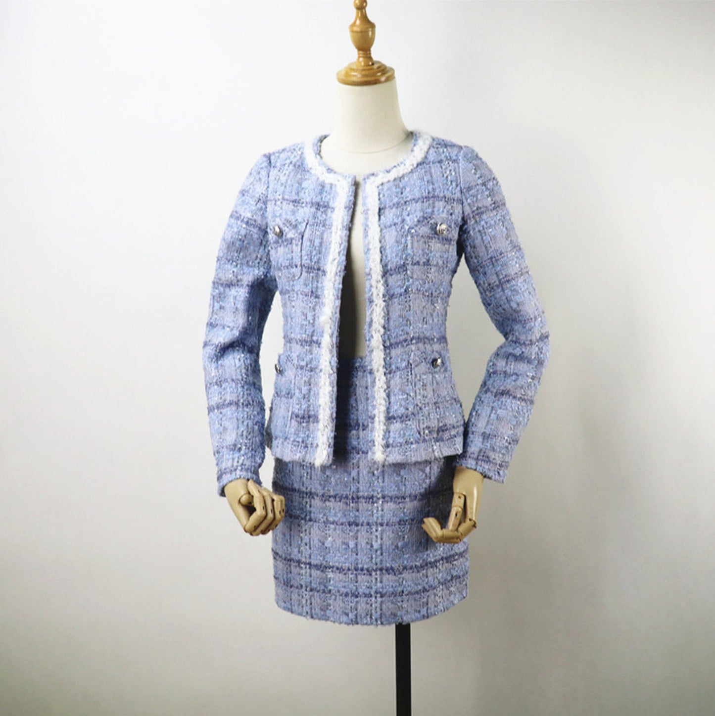 Made to Measure Suit Custom Check Pattern Tweed Skirt Suit - Wear our luxurious tweed suit with a classy shirt for a clean look at formal events, or dress it down for casual evening occasions. Choose from a wide range of attractive colors and designs for your tweed suit. this custom tweed jacket and Shirt a classic cut, generous detailing,