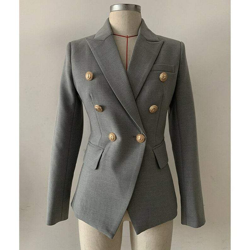 Women's White Fitted Blazer Golden Lion Buttons Coat 2 Colours UK CUSTOMER SERVICE! Women's White Fitted Blazer Golden Lion Buttons Coat 2 Colours -This ladies blazer has a beautiful double breasted silhouette. The White Blazer fitted jacket has a golden button frontage with single button closure. 96% Polyester .Fastening: Button. Slim Fit. Long Sleeve. This jacket comes with a full lining, soft and comfortable to Wear and comes with two front pocket.