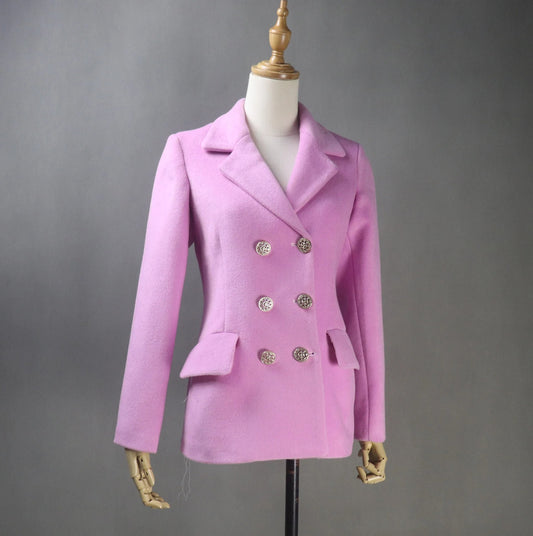 Women's CUSTOM MADE Hot Pink Double Breast Tweed Coat Jacket UK CUSTOMER SERVICE! Women's CUSTOM MADE Hot Pink Double Breast Tweed Coat Jacket - Long Coat have unique style. Can worn for winter season, party wear, night out ,it has front pocket with sequinned design ,white buttons and Long Sleeves. You can feel more comfort and warm. Fully Lined and sharply tailored. Made of comfortable and fantastic fabric, show off your charming curves