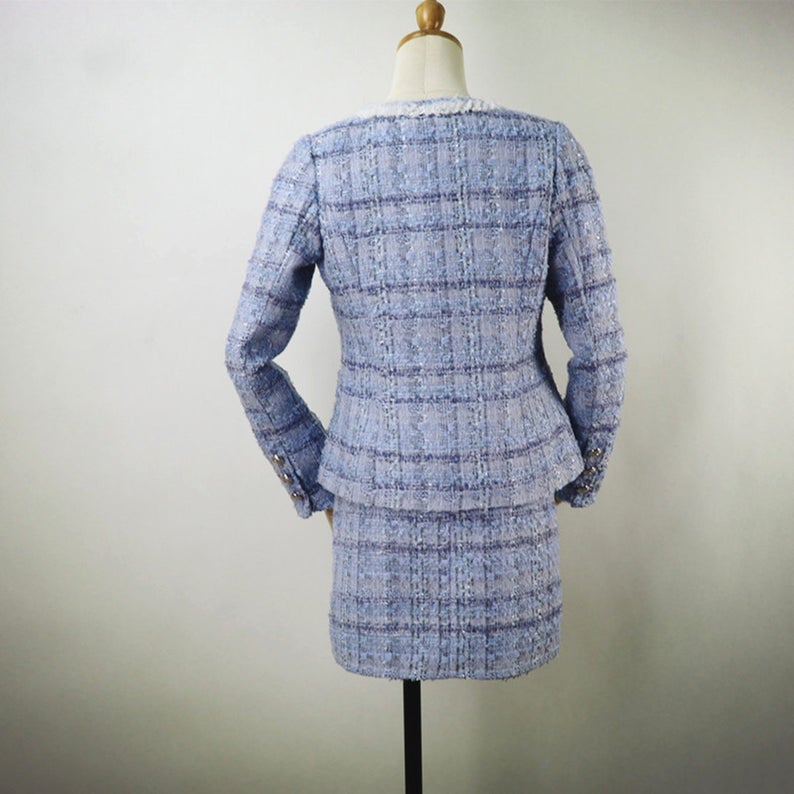 Made to Measure Suit Custom Check Pattern Tweed Skirt Suit - Wear our luxurious tweed suit with a classy shirt for a clean look at formal events, or dress it down for casual evening occasions. Choose from a wide range of attractive colors and designs for your tweed suit. this custom tweed jacket and Shirt a classic cut, generous detailing,