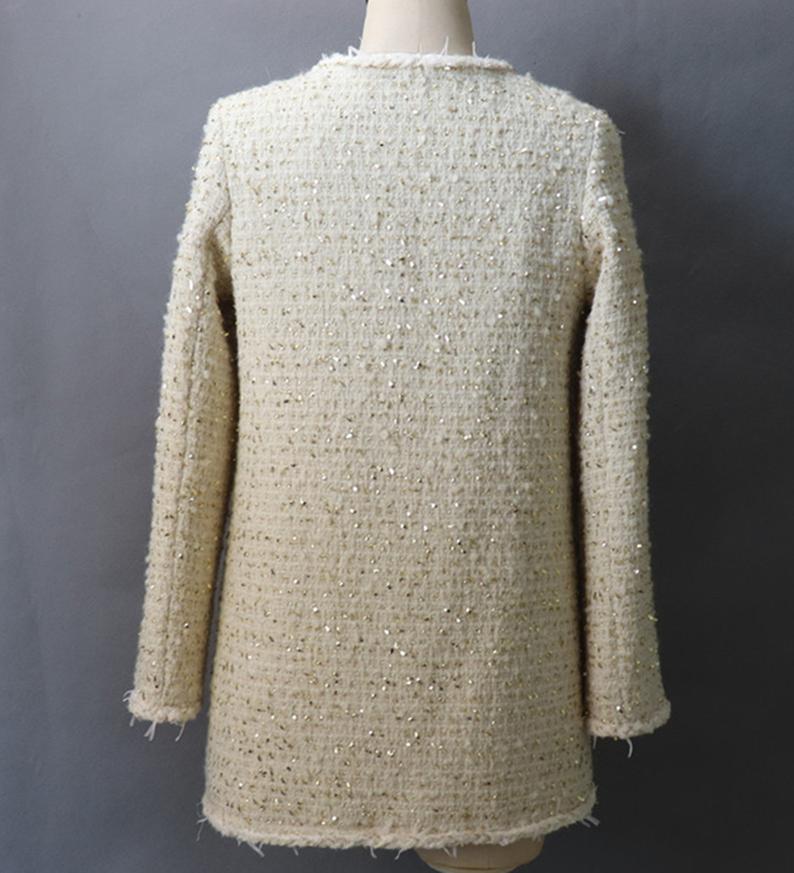 Women's Designer Inspired CUSTOM MADE Gold Tweed Coat - Fashion Pioneer