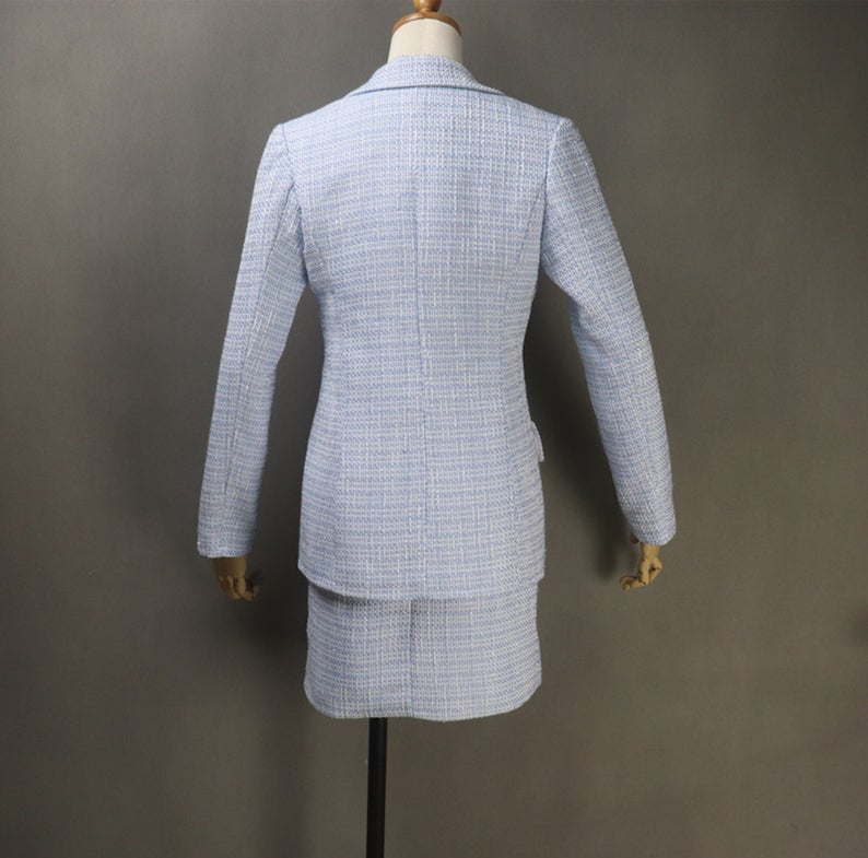 Women's CUSTOM MADE Tweed Blue Jacket Coat Blazer+ Dress/ Skirt/ Trousers UK CUSTOMER SERVICE! Women's CUSTOM MADE Tweed Blue Jacket Coat Blazer+ Dress/ Skirt/ Trousers, can worn for official use, interview , ceremony and college inauguration. Dry Cleaning and no machine washable. We offer Dress, Shorts, Skirts, Trousers for the suit