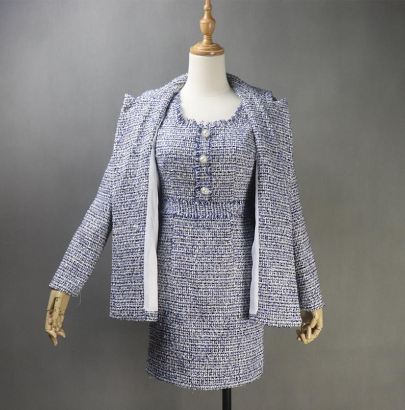Women's CUSTOM MADE Tweed Dark Blue Jacket Coat Blazer+ Dress/ Skirt/ Trousers UK CUSTOMER SERVICE! Women's CUSTOM MADE Tweed Dark Blue Jacket Coat Blazer+ Dress/ Skirt/ Trousers, can worn for official use, interview , ceremony and college inauguration. Dry Cleaning and no machine washable. We offer Dress, Shorts, Skirts, Trousers for the suit