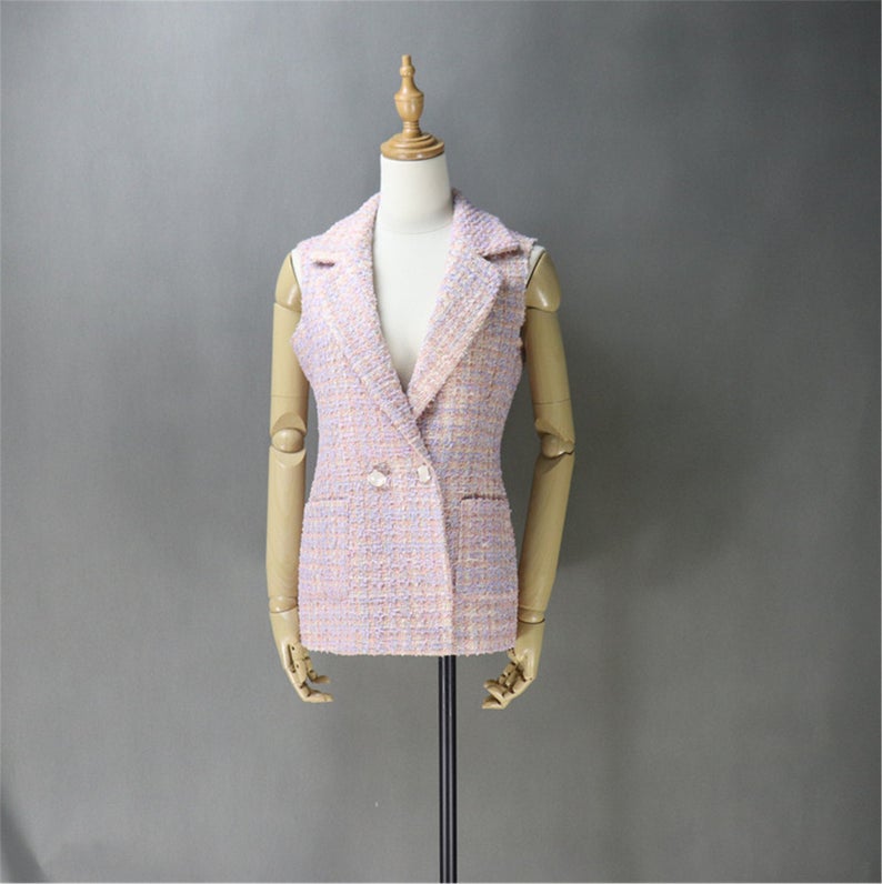 Womens Vest Gilet Pattern Brown Tweed Designer Inspired *Customized Size* UK CUSTOMER SERVICE! Womens Vest Gilet Pattern Brown Tweed Designer Inspired - stylish custom made vest with pearl button and front pocket. This look comfort and elegant , can worn for outside ,night party and all seasonal wear.