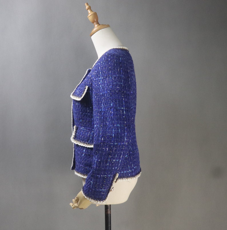 Royal Blue Coat Blazer Sequinned Women's Tailor CUSTOM MADE Tailor Made Royal Blue Tweed Jacket Coat Blazer For Women-Office,casual,vacation,business,dating,party,outdoor,picnic,hiking,travel, formal, etc. We have different material and design of custom women blazers. Perfect to match with many clothes, it is one suit jacket can match almost all of your wardrobe.