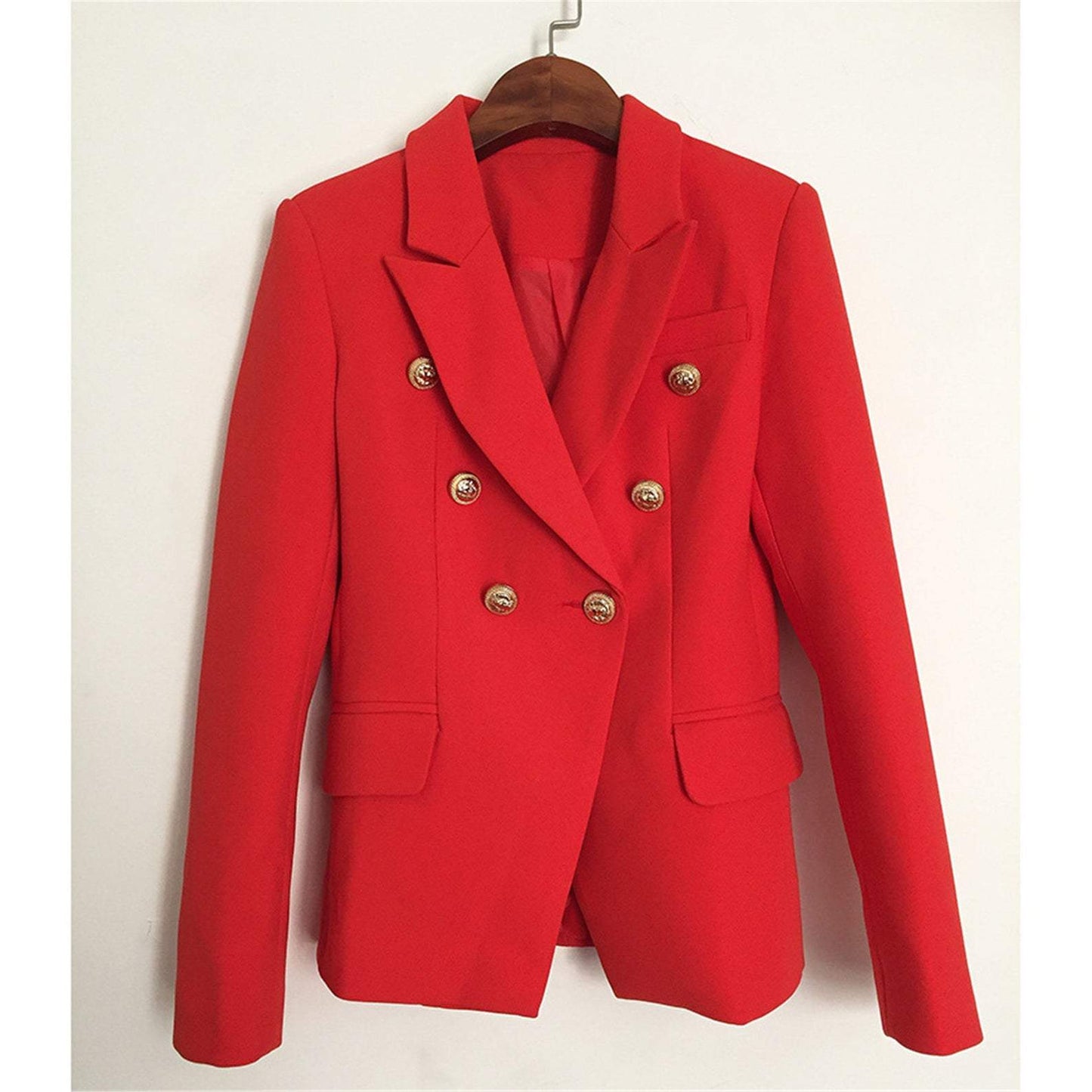 Women's White Fitted Blazer Golden Lion Buttons Coat 2 Colours UK CUSTOMER SERVICE! Women's White Fitted Blazer Golden Lion Buttons Coat 2 Colours -This ladies blazer has a beautiful double breasted silhouette. The White Blazer fitted jacket has a golden button frontage with single button closure. 96% Polyester .Fastening: Button. Slim Fit. Long Sleeve. This jacket comes with a full lining, soft and comfortable to Wear and comes with two front pocket.