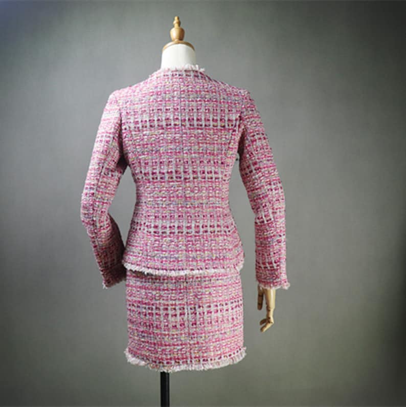 Custom Made Pink Multi-Color Tweed Coat For Womens UK CUSTOMER SERVICE! Custom Made Pink Multi-Color Tweed Coat For Women's - Our tailor will make as per customer requirement like with pocket, sleeveless, without pocket etc. Suit is design with tweed fabric, its unique style and can worn for party, night out, ceremony , inauguration and Functions.