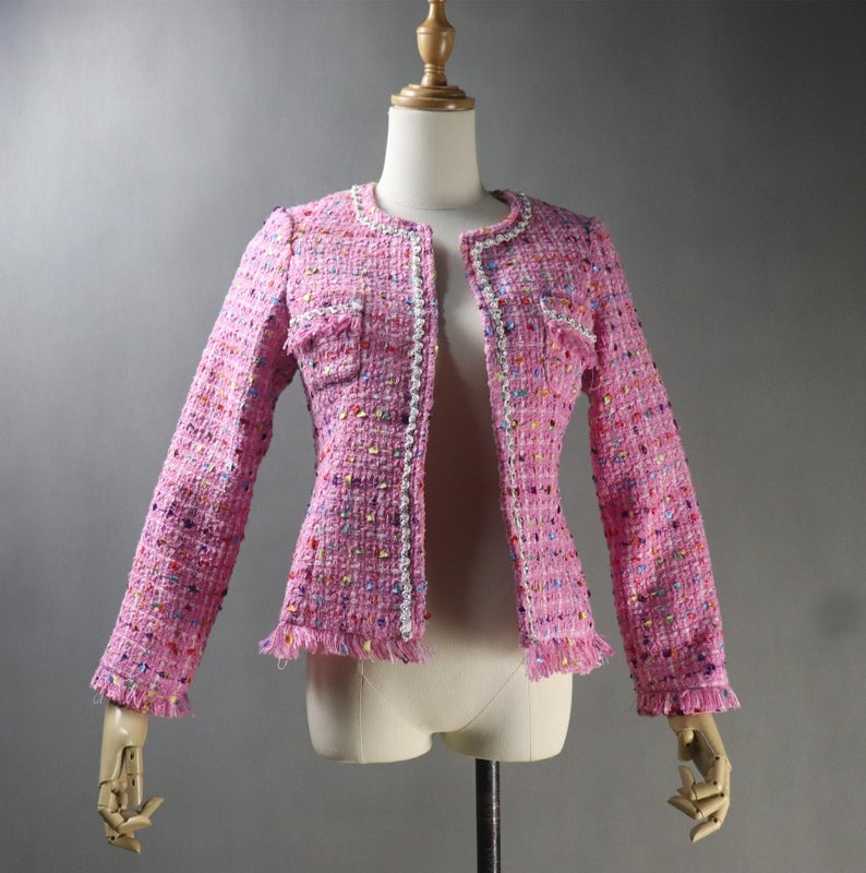 Multi-Colour Dots Pink Jacket Coat Blazer For Womens - Fashion Pioneer