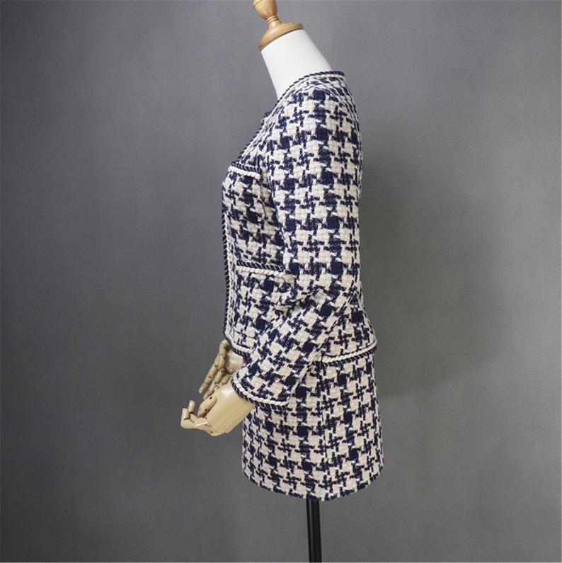 Custom Made Hounds tooth Pattern Tweed Skirt Suit