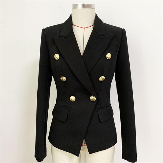 Women's Luxury Designer Inspired Fitted Blazer Golden Lion Buttons Coat 2 Colours