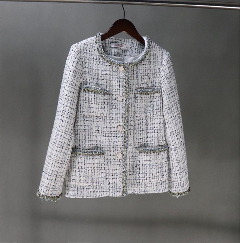 Women's CUSTOM MADE Little Flower Button Tweed Jacket Coat Blazer *Customized Size* UK CUSTOMER SERVICE! Women's CUSTOM MADE Little Flower Button Tweed Jacket Coat Blazer, can worn for party, ceremony and inauguration All items are made to order. Please advise your height, weight and body measurements ( Bust, shoulder, Sleeves, Waist and Length etc). Our tailors will make the order for you! Materials: Wool blend