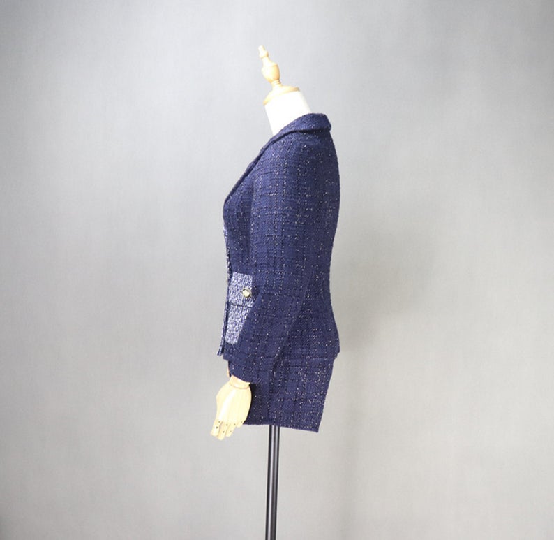 Custom Made Check Tweed Colour Crash Shorts/Skirt Suit
