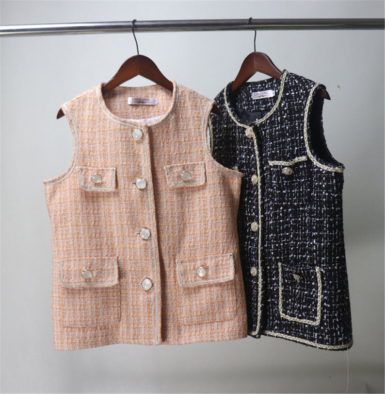 Custom Made Hand Made Loose Fit Tweed Vest + Shorts