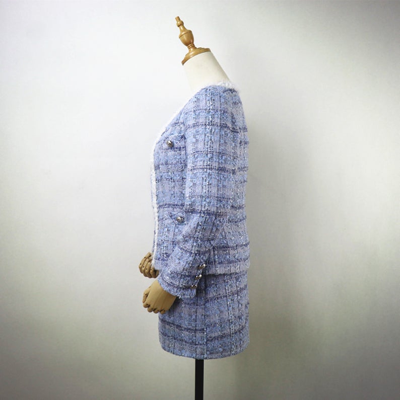 Made to Measure Suit Custom Check Pattern Tweed Skirt Suit - Wear our luxurious tweed suit with a classy shirt for a clean look at formal events, or dress it down for casual evening occasions. Choose from a wide range of attractive colors and designs for your tweed suit. this custom tweed jacket and Shirt a classic cut, generous detailing,