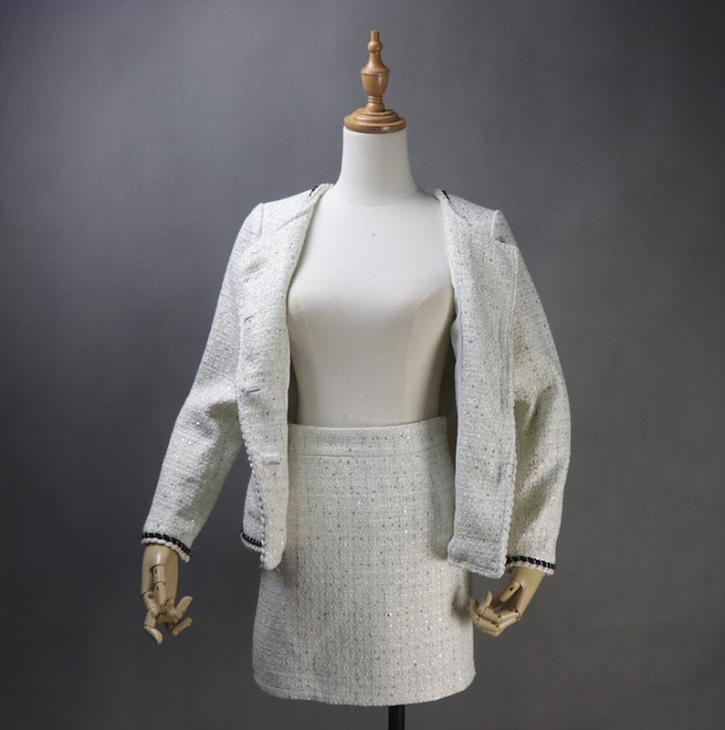 Women's CUSTOM MADE Sequinned Jacket Coat Blazer+Shorts/Skirts/Trousers - Fashion Pioneer