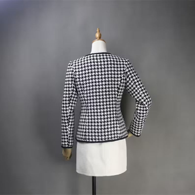 Women's Houndstooth Flower Buttons Jacket Coat Blazer UK CUSTOMER SERVICE! Women's Houndstooth Flower Buttons Jacket Coat Blazer - We offer Shorts, Skirts, Trousers for the suit. Our tailor will make as per customer requirement like with pocket, sleeveless, without pocket etc. All items are made to order with very experienced tailors. Please advise your height, weight and body measurements