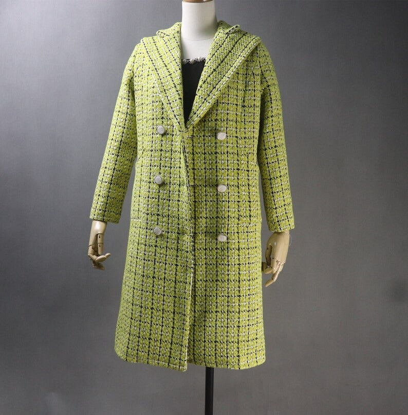 Women's Yellow Winter Tailor MADE Checked Long Warm Coat UK CUSTOMER SERVICE! Women's Yellow Winter Tailor MADE Checked Long Warm Coat - Yellow Checked warm coat can worn for Winter season and Autumn season. Feel comfort and elegant. All items are made to order. Please advise your height, weight and body measurements ( Bust, shoulder, Sleeves, Waist and Length etc). Our tailors will make the order for you! Materials: Wool blend (20% Wool)
