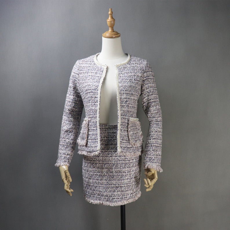 Tailor Made Tweed Blazer Coat+ Skirt/ Shorts Suit Sequinned Tassel Fringe UK CUSTOMER SERVICE! Tailor Made Tweed Blazer Coat+ Skirt/ Shorts Suit Sequinned Tassel Fringe, Can worn for official use, Ceremony, Collage Inaugurations. All items are made to order. Please advise your height, weight and body measurements ( Bust, shoulder, Sleeves, Waist and Length etc). Our tailors will make the order for you! Materials: Tweed