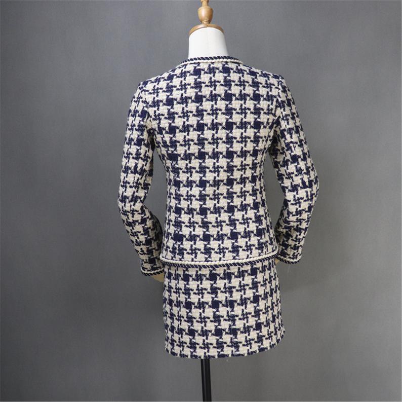 Custom Made Hounds tooth Pattern Tweed Skirt Suit