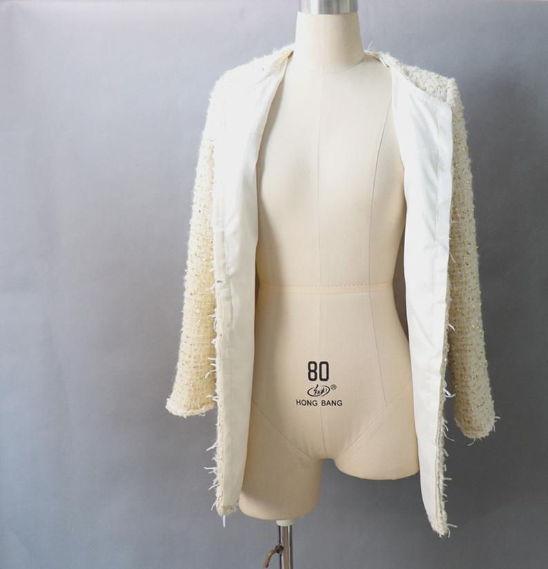 Women's Designer Inspired CUSTOM MADE Gold Tweed Coat - Fashion Pioneer
