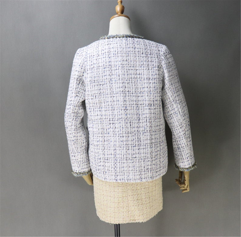 Women's CUSTOM MADE Little Flower Button Tweed Jacket Coat Blazer *Customized Size* UK CUSTOMER SERVICE! Women's CUSTOM MADE Little Flower Button Tweed Jacket Coat Blazer, can worn for party, ceremony and inauguration All items are made to order. Please advise your height, weight and body measurements ( Bust, shoulder, Sleeves, Waist and Length etc). Our tailors will make the order for you! Materials: Wool blend