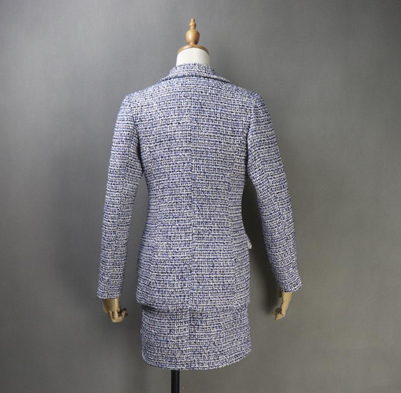Women's CUSTOM MADE Tweed Dark Blue Jacket Coat Blazer+ Dress/ Skirt/ Trousers UK CUSTOMER SERVICE! Women's CUSTOM MADE Tweed Dark Blue Jacket Coat Blazer+ Dress/ Skirt/ Trousers, can worn for official use, interview , ceremony and college inauguration. Dry Cleaning and no machine washable. We offer Dress, Shorts, Skirts, Trousers for the suit