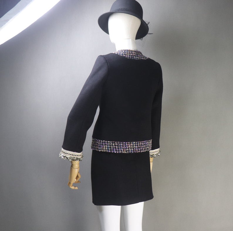 Wool Black Jacket Coat Blazer Custom Made For Women UK CUSTOMER SERVICE! Wool Black Jacket Coat Blazer Custom Made For Women - This is 50% wool and Tweed fabric. Unique look. Dry Cleaning and No machine wash. Feel light weight and worn for all occasion. Front tassel and round neck. No matter if you're heading out to shop or to the office. Feel free to wear with Shorts or Skirt or Trousers. We offer Shorts, Skirts, Trousers for the suit.